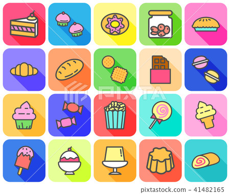 Colorful of variety dessert icon with flat icon Colorful of variety dessert icon with flat icon 41482165