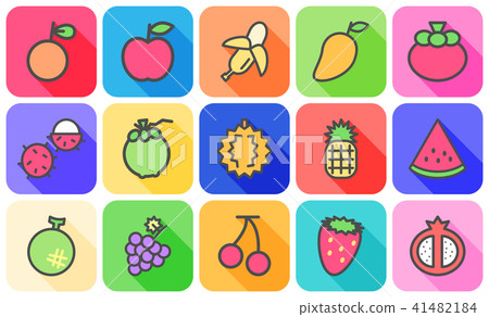 Colorful of variety fruit icon with flat icon 41482184