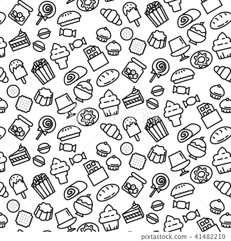 pattern background outline of variety dessert - Stock Illustration ...