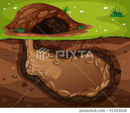 An Animal Underground Habitat on White Background An Animal Underground Habitat on White Background 41483688