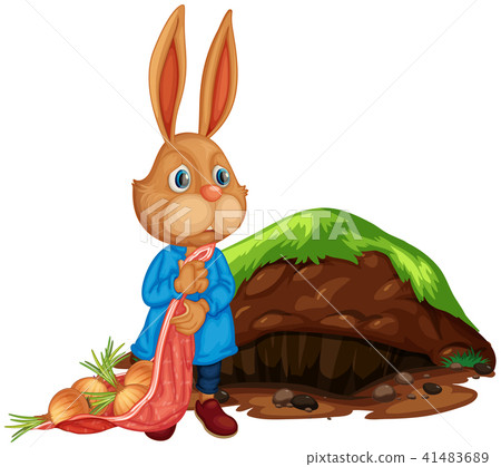 A Cartoon Cute Rabbit Farming A Cartoon Cute Rabbit Farming 41483689