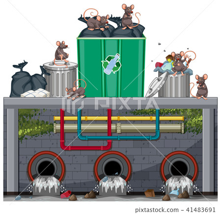 Unsanitary Waste Disposal with Rat Unsanitary Waste Disposal with Rat 41483691