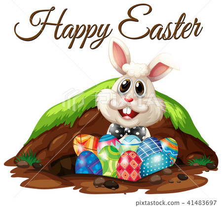 Happy Easter Rabbit and Eggs Happy Easter Rabbit and Eggs 41483697