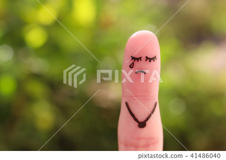 Finger art of lonely woman is crying. Finger art of lonely woman is crying. 41486040