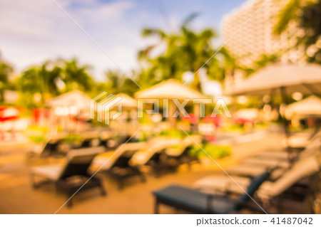 Abstract blur and defocused beautiful outdoor swimming pool in hotel and resort 41487042