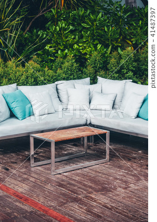 Comfortable pillow on sofa decoration outdoor patio Comfortable pillow on sofa decoration outdoor patio 41487397