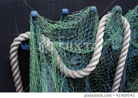 Fishing net and rope. Fishing net and rope. 41489543