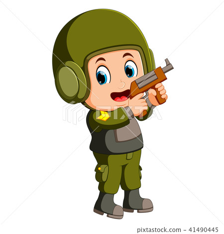 soldier with handgun 41490445