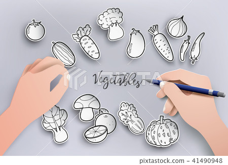 freehand drawing vegetables. 41490948