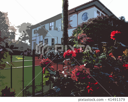 Roses and Western-style houses 41491379