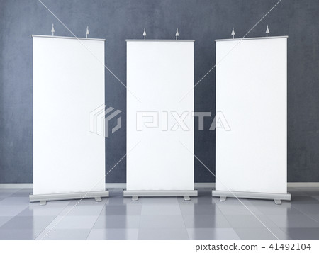 Blank roll up banners display. Template mockup 41492104