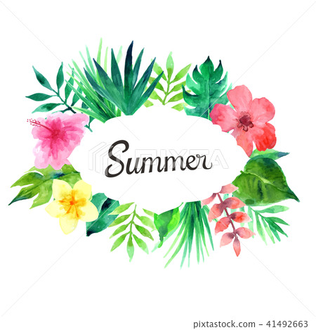 summer watercolor element collection - Stock Illustration [79264146] - PIXTA