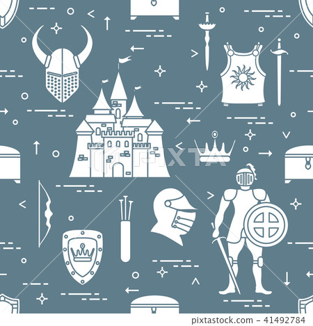 Pattern with knight, shields, swords and other Pattern with knight, shields, swords and other 41492784