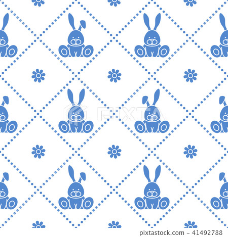 Seamless pattern with rabbits and florets Seamless pattern with rabbits and florets 41492788