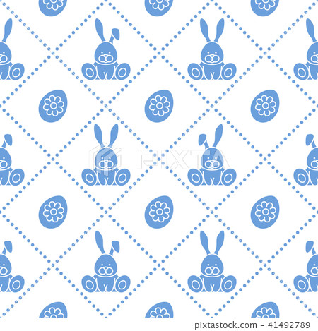 Seamless pattern with rabbits and eggs with flower Seamless pattern with rabbits and eggs with flower 41492789