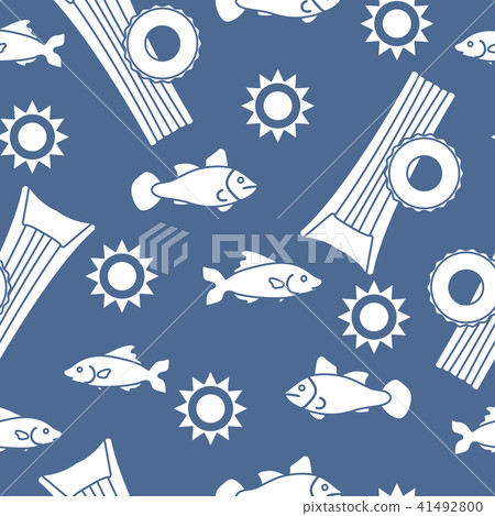 Pattern with fish, sun, inflatable mattress 41492800