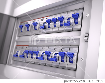 Circuit breakers electric switch. 3d render 41492948