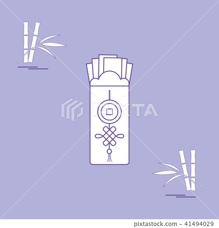 Chinese red envelopes of money and bamboo 41494029