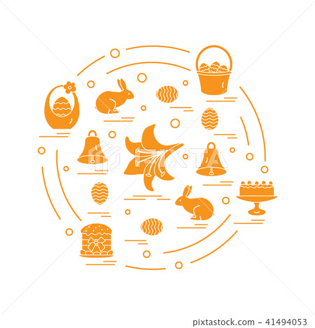 different symbols for Easter arranged in a circle different symbols for Easter arranged in a circle 41494053