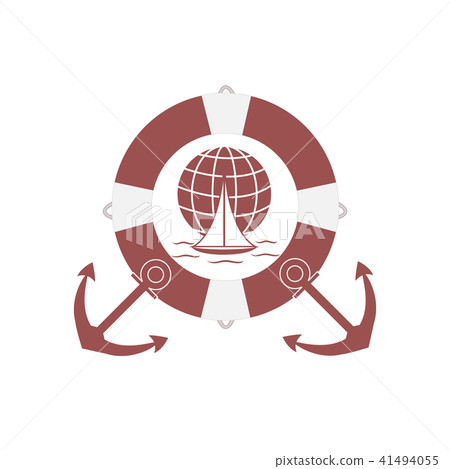 Stylized icon of a colored yacht, sailing over the 41494055