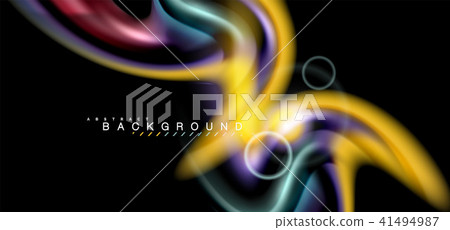 Color shiny light effects on black, liquid style multicolored wavy shape Color shiny light effects on black, liquid style multicolored wavy shape 41494987