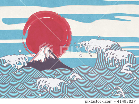 Waves Splashing Mt. Fuji Japanese paper Waves Splashing Mt. Fuji Japanese paper 41495827
