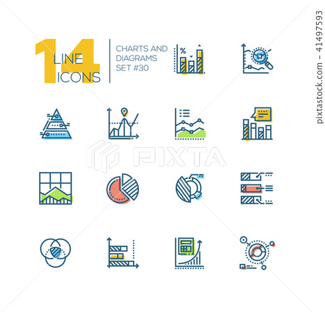 Charts and diagrams - set of line design style icons Charts and diagrams - set of line design style icons 41497593