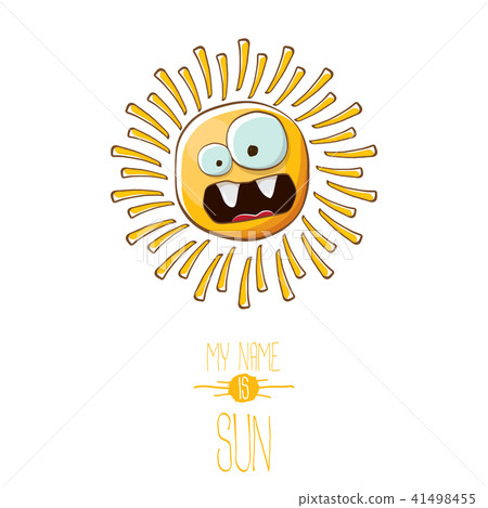 vector funky cartoon style summer sun character isolated on white background. My name is sun concept vector funky cartoon style summer sun character isolated on white background. My name is sun concept 41498455