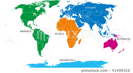 Five continents, political world map, with borders 41499328