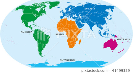Five continents world, political map 41499329