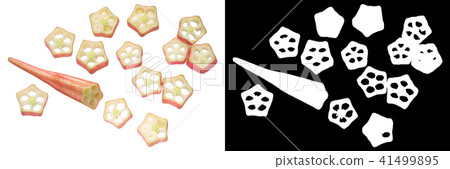 Red okra ochro sliced, top view Red okra ochro sliced, top view 41499895
