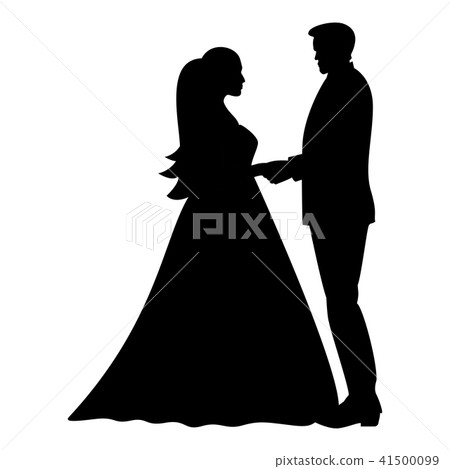 Bride and groom holding hands icon black color 41500099