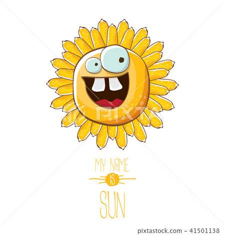 vector funky cartoon style summer sun character isolated on white background. My name is sun concept vector funky cartoon style summer sun character isolated on white background. My name is sun concept 41501138