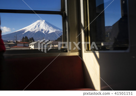 Mount Fuji in the morning view at train window 41501151