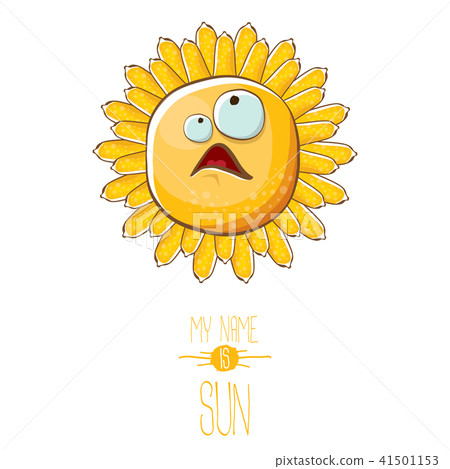 vector funky cartoon style summer sun character isolated on white background. My name is sun concept 41501153