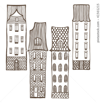 Set of Cute Houses in Hand-Drawn Style Set of Cute Houses in Hand-Drawn Style 41501215