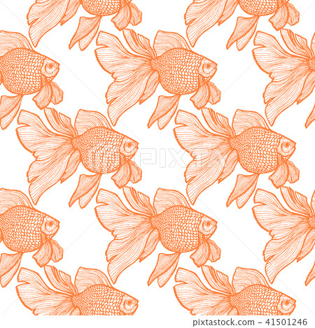 Goldlfish Pattern in Hand Drawn Style 41501246
