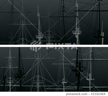 Vector banners of ship's masts and sailyards. Vector banners of ship's masts and sailyards. 41502464