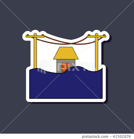 paper sticker on stylish background flood house - Stock Illustration ...