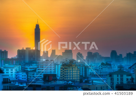 Sunset cityscape with skyscrapers Bangkok 41503189