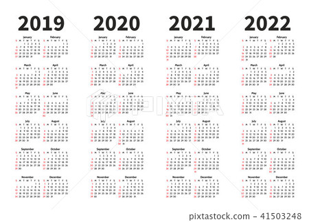 Calendar 2019, 2020, 2021 and 2022 year vector design template. Simple minimalizm style. Week starts Calendar 2019, 2020, 2021 and 2022 year vector design template. Simple minimalizm style. Week starts 41503248