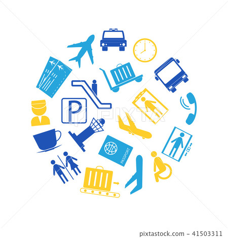 Cartoon Silhouette Airport Round Design Template. Vector 41503311