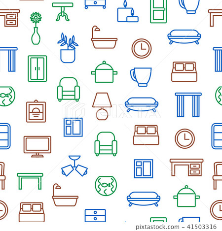 Home Decoration Signs Seamless Pattern Background. Vector Home Decoration Signs Seamless Pattern Background. Vector 41503316