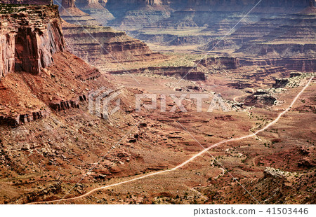 Aerial view of a dirt road, USA. Aerial view of a dirt road, USA. 41503446
