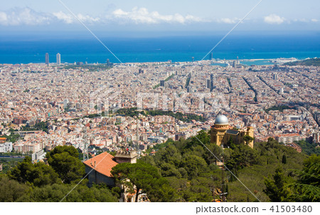 Panoramic view of Barcelona from Tibidabo, Spain 41503480