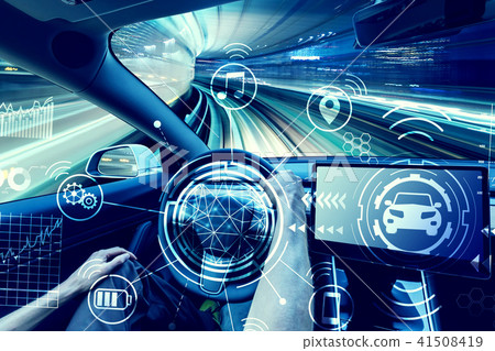 Person driving a new electric vehicle 41508419