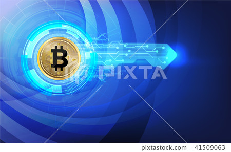Abstract technology bitcoin icon with key  41509063