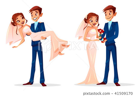 Couple wedding bride and bridegroom vector illustration 41509170