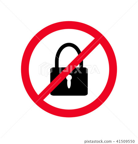 No lock flat symbol vector icon. Forbidden sign 41509550