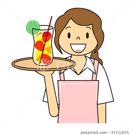 Female waitress carries sangria Female waitress carries sangria 41512635